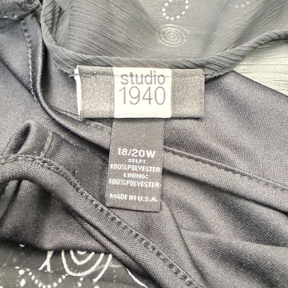 Studio 1940 Sheer Faux Wrap Top Size 18/20W Swirl Circle Print Work Evening - Picture 6 of 8